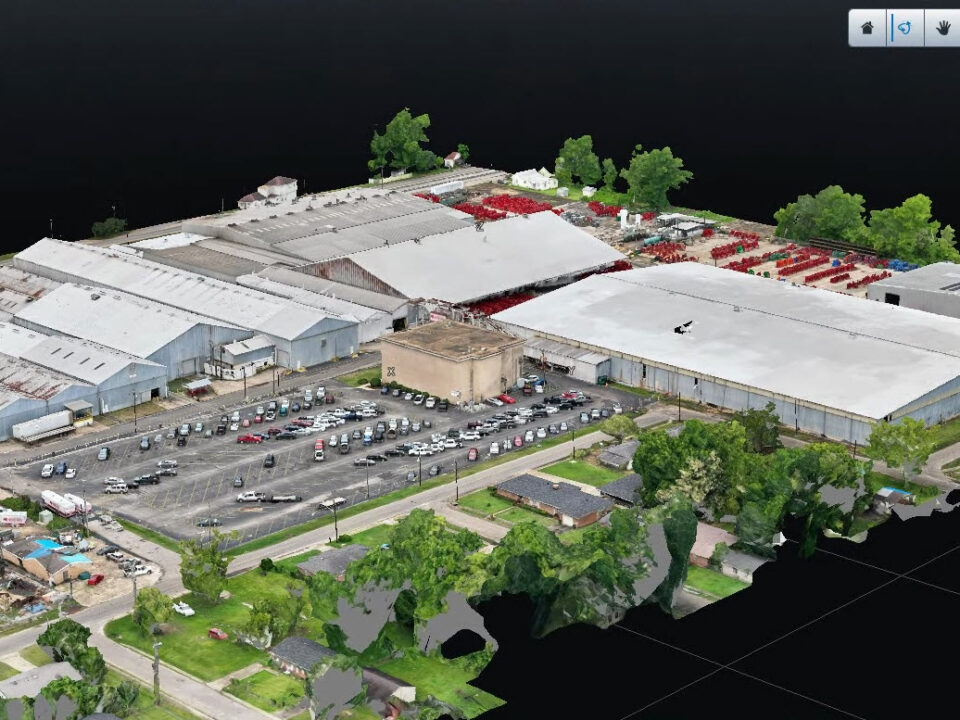 Drone image of the 20-acre site scanned for tractor implement manufacturing.