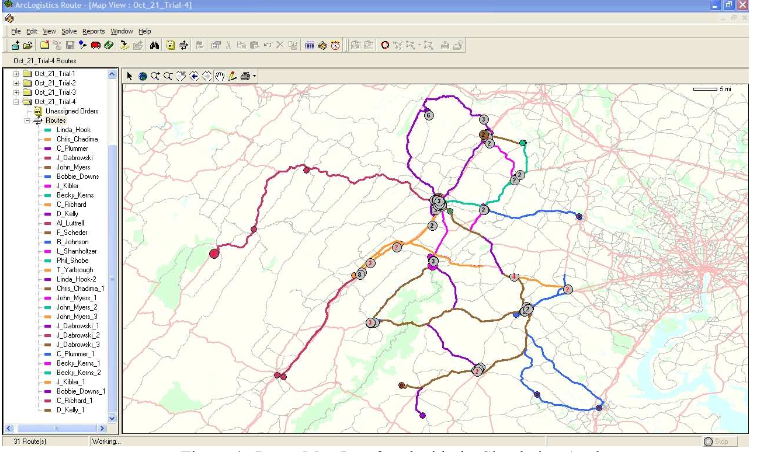 Figure 4. Route Map Interfaced with the Simulation Analyses